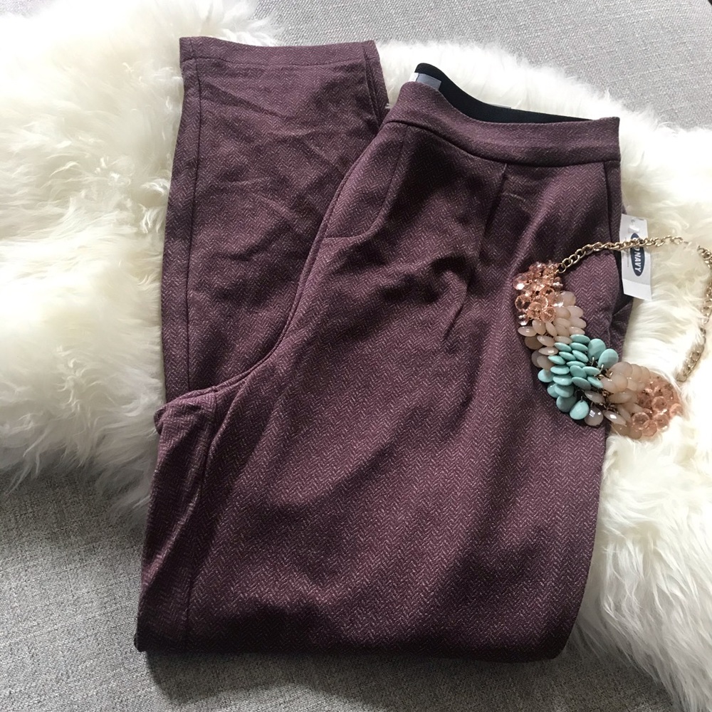 Old Navy Maroon High Ride Straight Leg Dress Pants